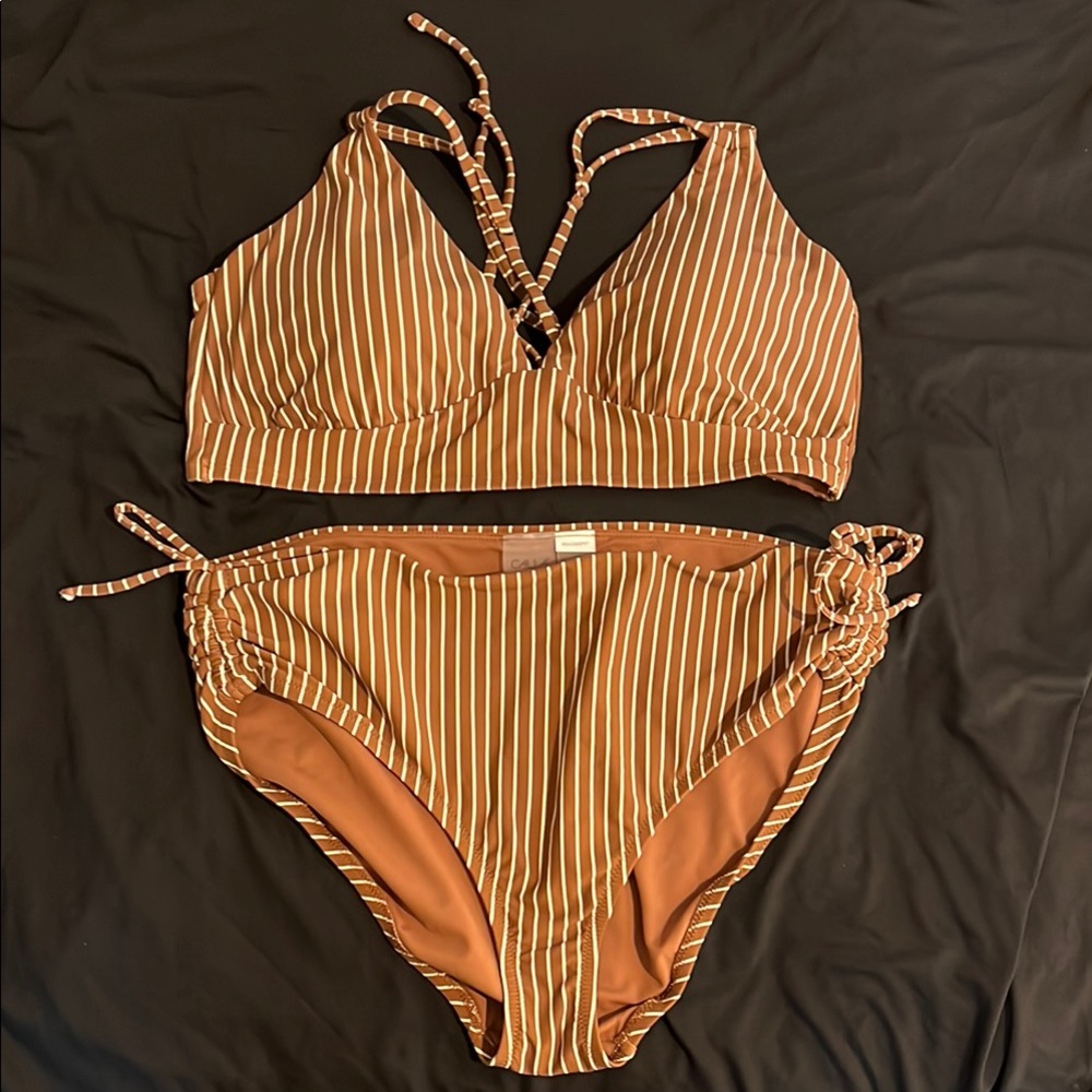Calia Brown and White‎ Bikini Set XL